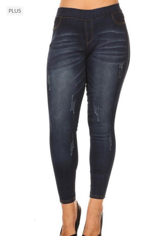 Dark Blue Distressed Jegging