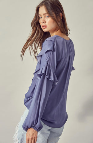 Orchid Mist Ruffle Top