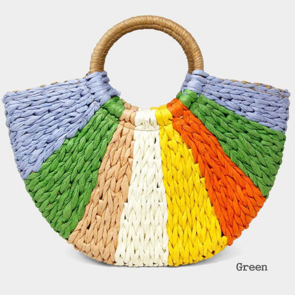 Multicolor Straw Tote Bag