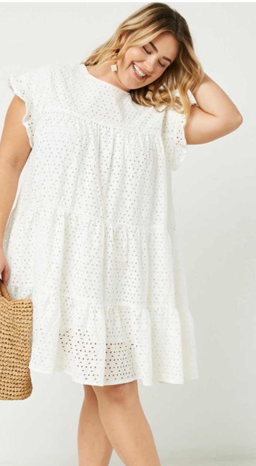 Flutter Sleeves Off White Dress