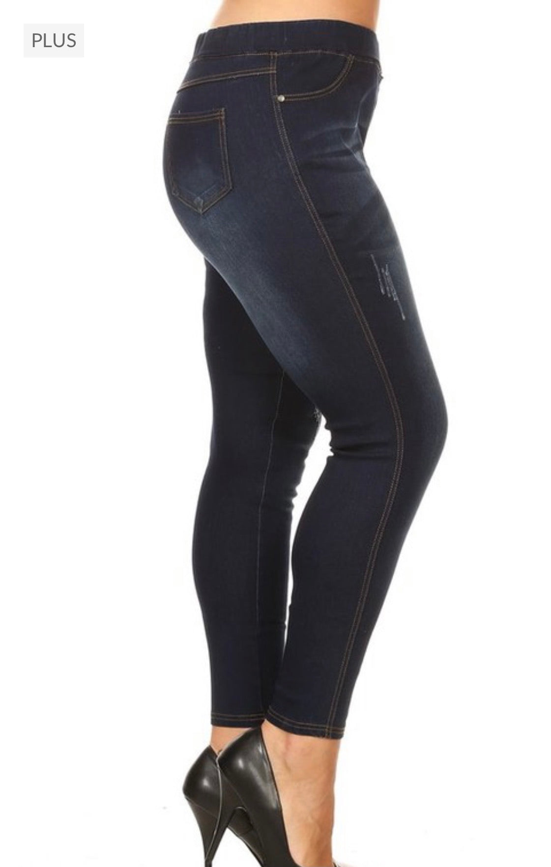 Dark Blue Distressed Jegging