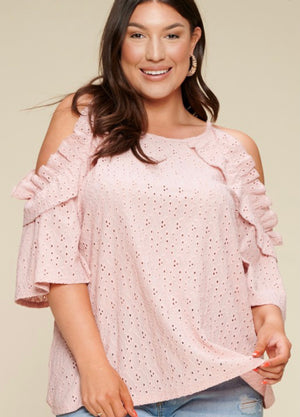 Plus Eyelet Pink Top